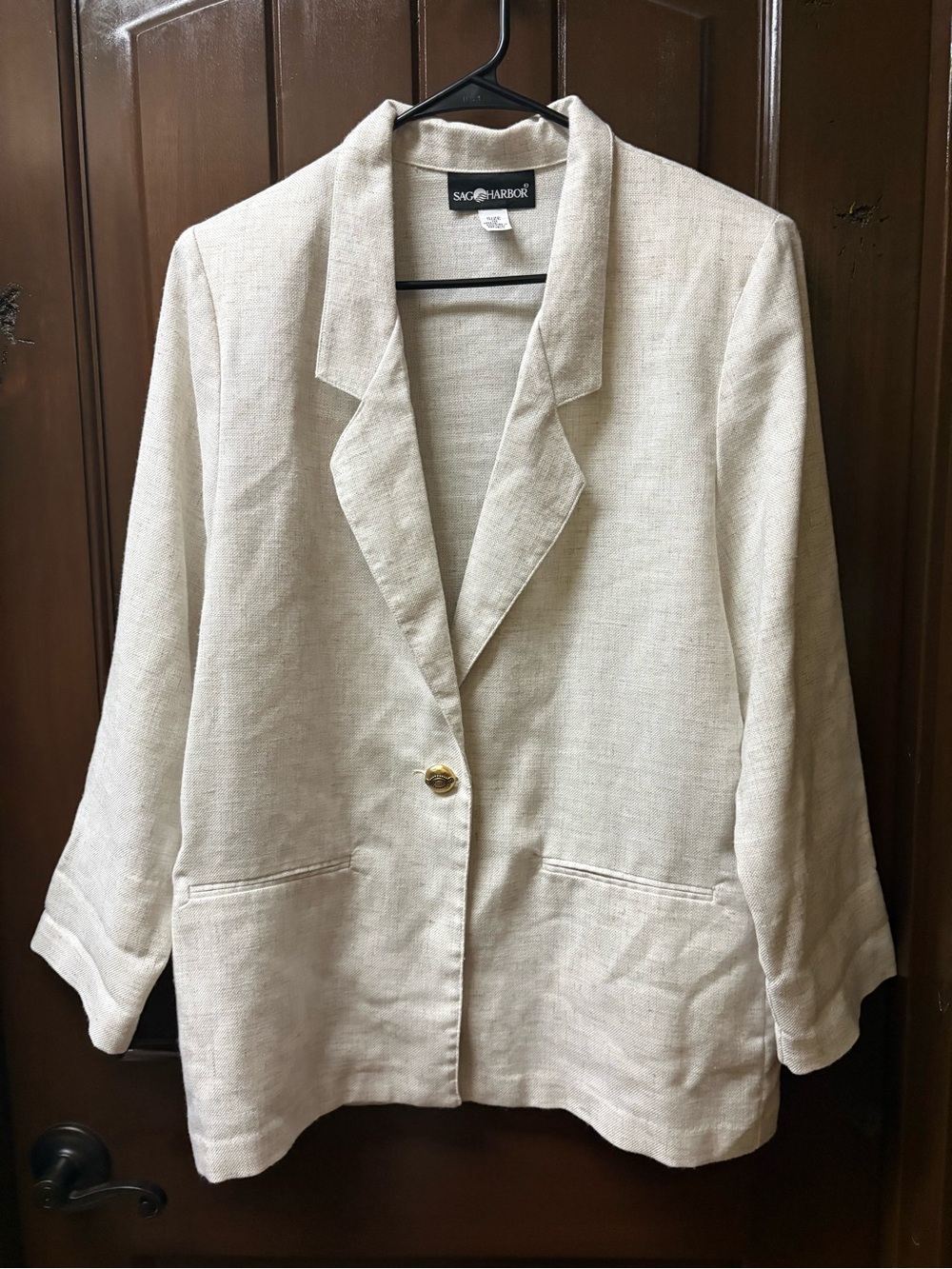 Sag Harbor Cream Single-Button Linen-Blend Blazer
